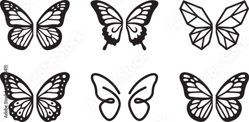Konstfotografi Black and white butterfly life cycle illustration set Vector