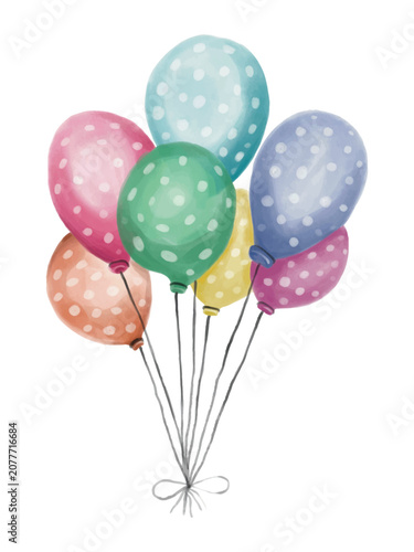 Colorful Watercolor Balloon Clipart Set, Celebration Party Decoration Isolated Elements