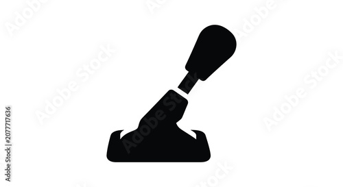 Tableau sur toile Gear shift lever in black silhouette against a white background