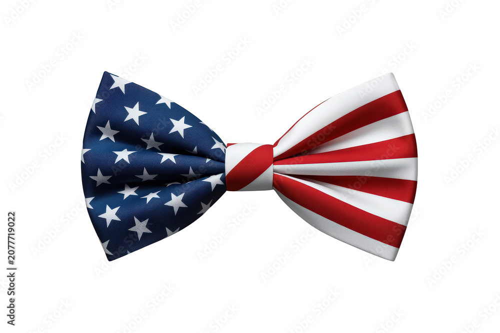 Fototapeta premium American flag bow tie representing patriotism and national celebration, ready for independence day and election events