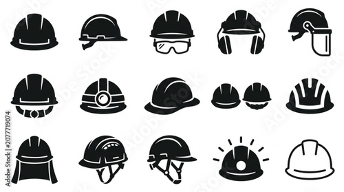 Collection of various hard hats.