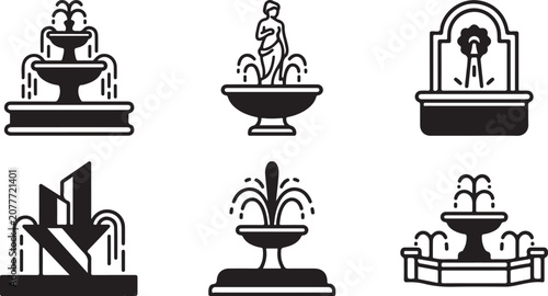 Tableau sur toile Classic fountain with water jets and multiple tiers in a decorative style Vector