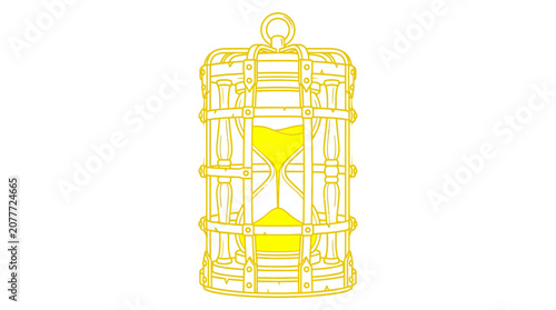 Foto Golden Hourglass Trapped in Cage, Time Limitation Concept