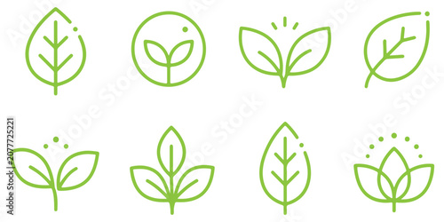 Cuadro en lienzo Green leaf icons set