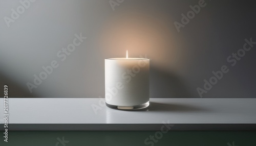 Minimalistic Candle On A Smooth Surface With Soft Lighting