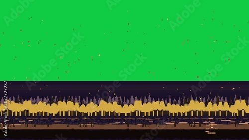On start pixel skyline shimmering stars flickering water reflecting evoking calm night transparent