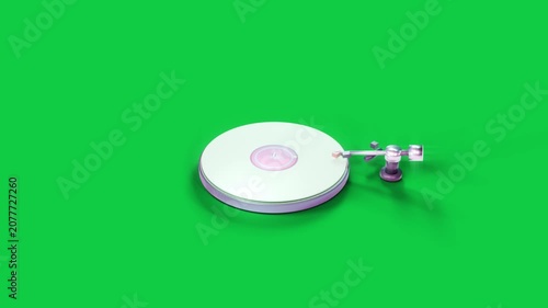 Halo rising tonearm lowering stylus tracking in mint LP glowing for demo on transparent background