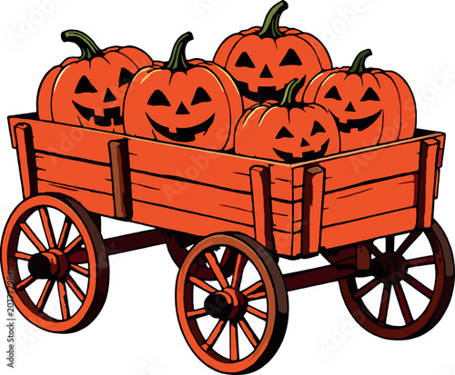 Halloween Pumpkin Harvest Wagon SVG