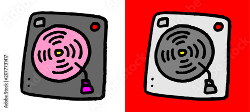 Fotografie Turn table vinyl dj audio record player graphic illustration