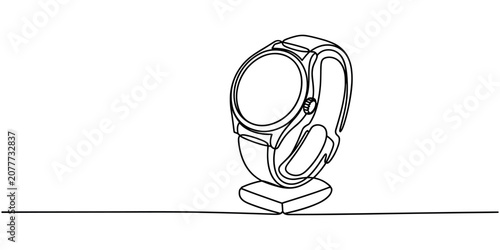 Canvastavla Luxury wristwatch displayed on a stand fashion accessory continuous one line dra