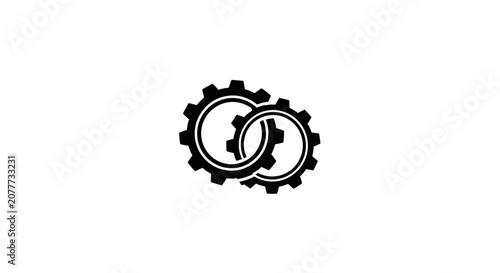 Interlocking two gears black silhouette icon.