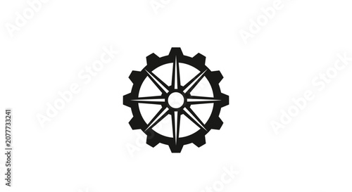 Intricate black gear icon with radiating internal spokes.