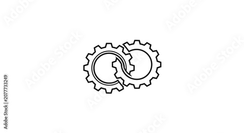 Intertwined outline gears representing connection and synergy.