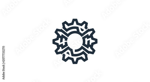 Intricate circuit maze gear logo for cybersecurity.
