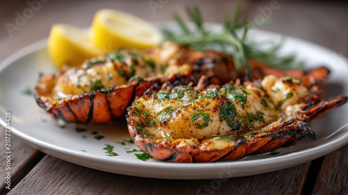 Delicious Grilled Lobster with Charred Shell and Lemon