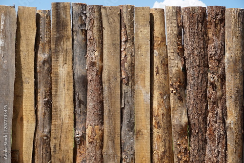 Rough wooden fence and sky
