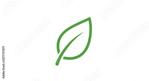 A simple green leaf icon isolated on a clean white background
