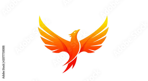 A vibrant illustration of a mythical bird rising with wings spread wide in flight