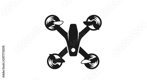 Minimalist Drone Icon on White Background Representing Modern Technology and Aerial Photography