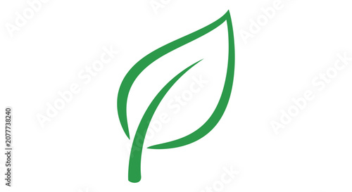 Minimalist green leaf design for environment, ecology, nature, and sustainable concepts