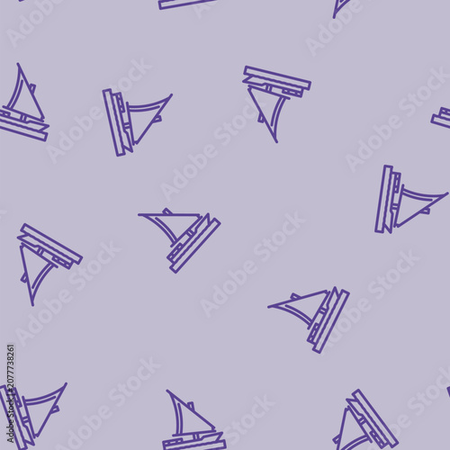 Картината върху платно felucca ancient ship line seamless pattern felucca ancient ship thin line illust