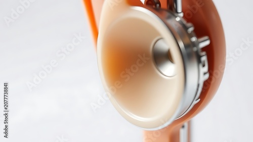 Close-up of a delicate acoustic eardrum model with a taut biomimetic membrane.