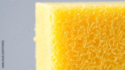 Close-up of a sponge transitioning from wet to dry, showing its porous surface texture.