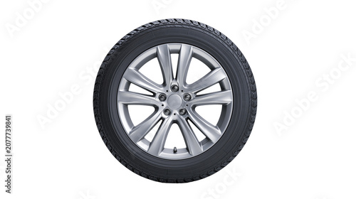 Foto Silver alloy wheel with black tire