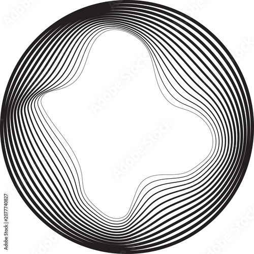 Circle line gradient blend to organic shape. Technology concept