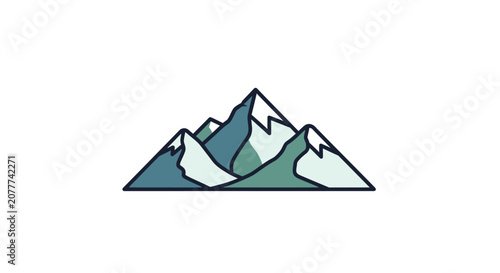 Minimalist Mountain Range Illustration Depicting Serene Peaks Against a White Background