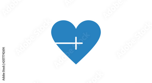 A blue heart shape with a white medical pulse line on a plain white background