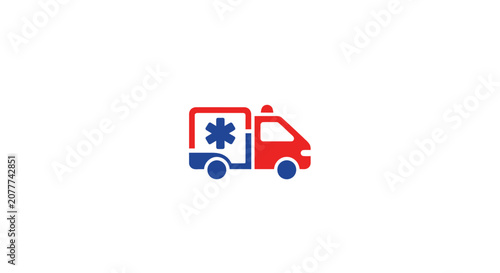 A simple flat icon representing an emergency medical transport vehicle