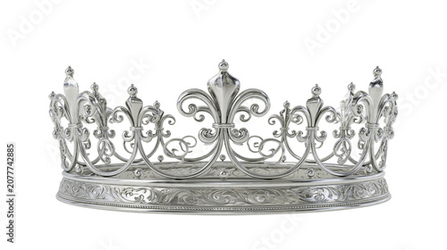 Photos Ornate silver crown with fleur-de-lis and scrollwork