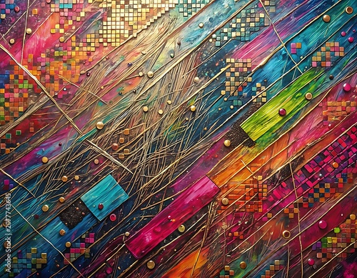 Colorful Abstract Digital Art with Geometric Shapes.