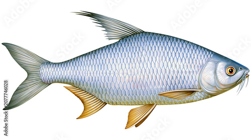 Konstfotografi Silver fish with orange fins and scales