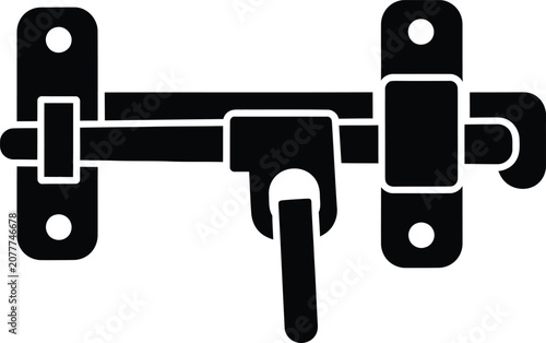 Silhouette vector of a heavy duty door slide lock design