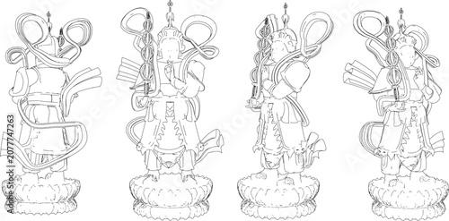 Obraz na plátně sketch vector illustration design statue sclupture guardian deity temple classic
