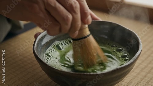 Authentic Preparation of Japanese Matcha Tea Using a Bamboo Whisk