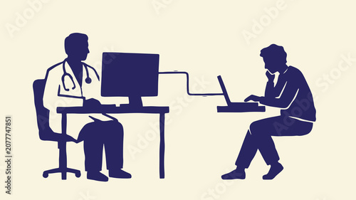 Foto Doctor consulting patient online via computer telemedicine remote medical health service