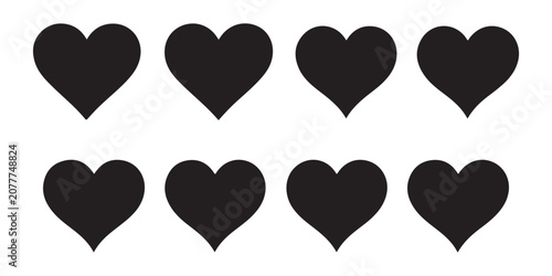 Foto Eight black hearts arranged in two rows on transparent background vector illustration