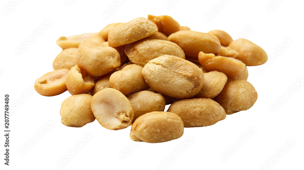 Fototapeta premium Pile of roasted peanuts, some split in half