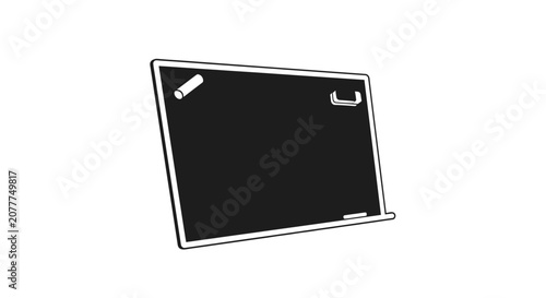 Minimalist Blackboard Illustration with Chalk and Eraser on White Background
