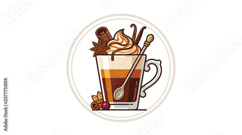 Cozy Autumn Coffee Drink with Whipped Cream, Cinnamon, and Vanilla Bean