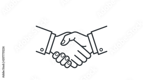 Handshake line art illustration for business partnerships and agreements
