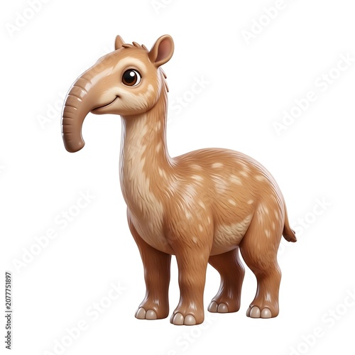 Cartoon tapir creature with long snout and spotted fur