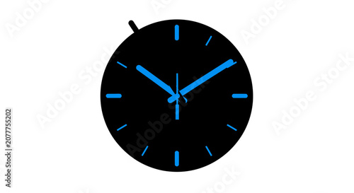 Minimalist black and blue clock design illustrating precision timekeeping and smart device display