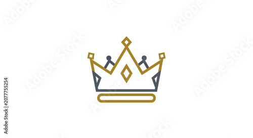 Minimalist Crown Icon Illustrating Royalty and Elegant Design, Isolated on White Background