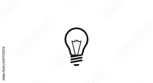 Minimalist Light Bulb Icon Illustrating Innovation and Creative Solutions on White Background