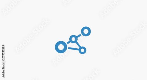 Minimalistic Blue Molecular Structure on White Background, Abstract Scientific Illustration
