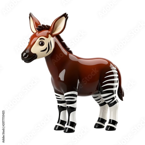 Stylized okapi figurine with striped legs and brown body